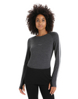 Icebreaker Women's 260 ZoneKnit L/S Crewe Jet Heather / Black - Booley Galway