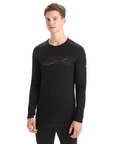 Icebreaker Men's 200 Oasis L/S Crewe Ski Stripes Black - Booley Galway