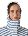 Women's Moss Rain Coat - Washed Navy Stripe AOP