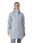 Women's Moss Rain Coat - Washed Navy Stripe AOP