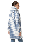 Women's Moss Rain Coat - Washed Navy Stripe AOP