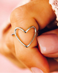 Big Heart Band Ring - Silver