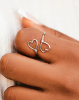 Heart Wire Wrap Ring - Silver