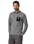 Patagonia L/S Shop Sticker Pocket Responsibili-Tee Gravel Heather - Booley Galway