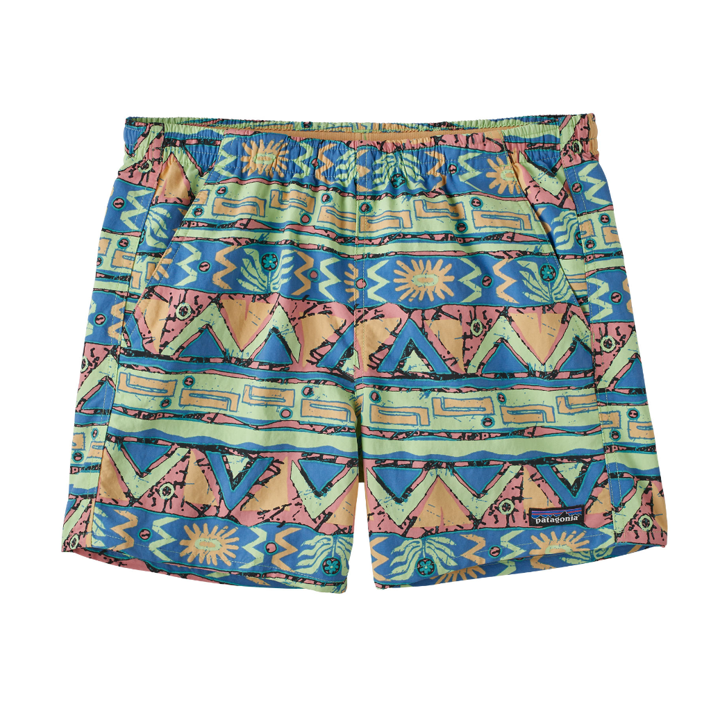 Patagonia Women's Baggies Shorts - 5 in High Hopes Geo / Salamander Green - Booley Galway