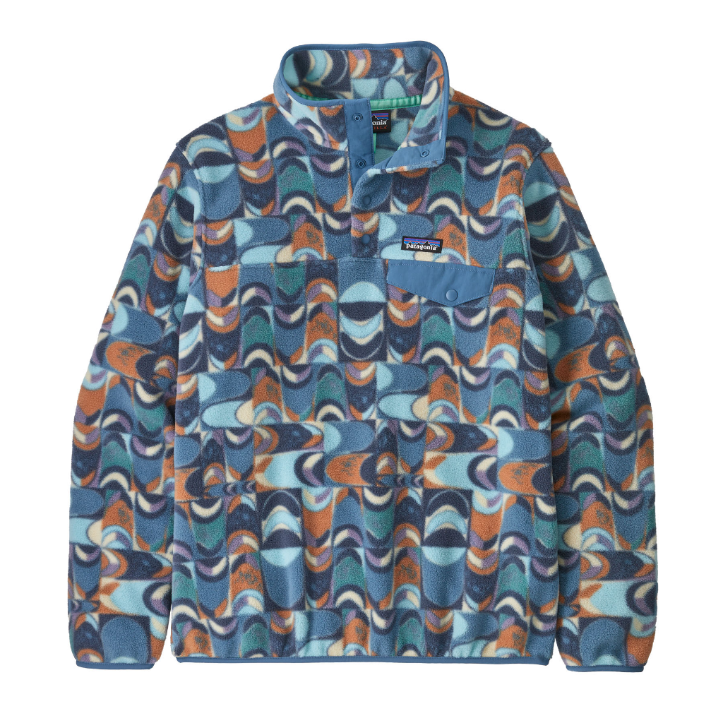 Patagonia Women's Lightweight Synchilla Snap-T Pullover Swallowtail Geo / Still Blue - Booley Galway