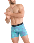 Saxx Men's Quest Quick-Dry Mesh Performance Boxer Brief 5 in Surf Flowers / Turquoise - Booley Galway