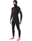 Rip Curl Men's Dawn Patrol Hooded 5/4 Chest Zip Steamer Black - Booley Galway