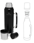 Stanley Classic Legendary Bottle 1L Matte Black Pebble - Booley Galway