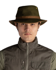 TWC7 Outback Waxed Cotton Hat Green / British Tan - Booley Galway