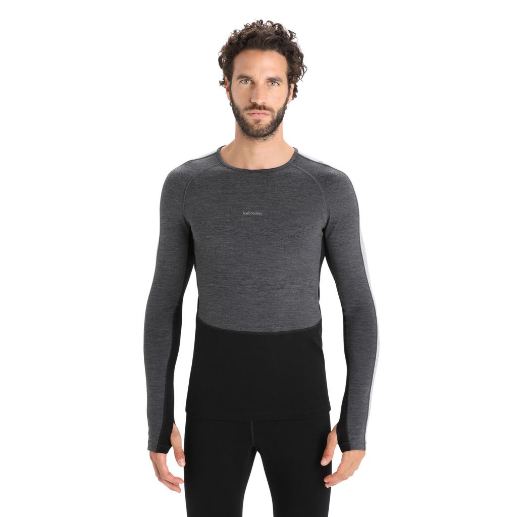 Icebreaker Men&#39;s 260 ZoneKnit Merino L/S Crewe Jet Heather / Black - Booley Galway