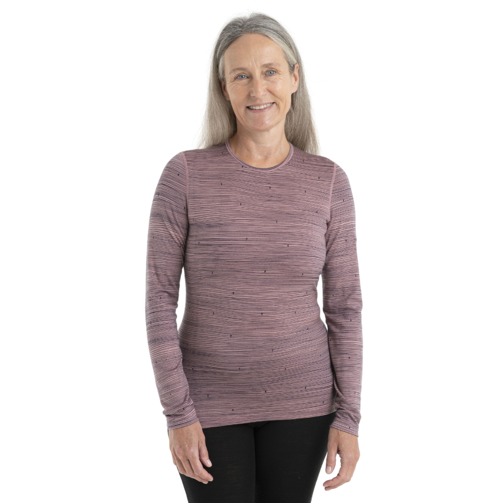 Women's 200 Oasis L/S Crewe Ski Tracks - Crystal / Midnight Navy
