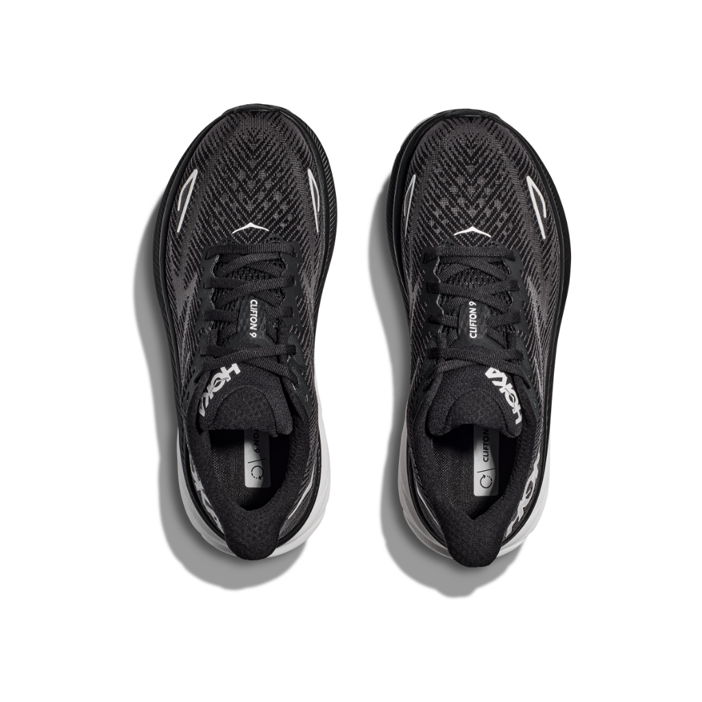 Hoka Women&#39;s Clifton 9 Black / White - Booley Galway
