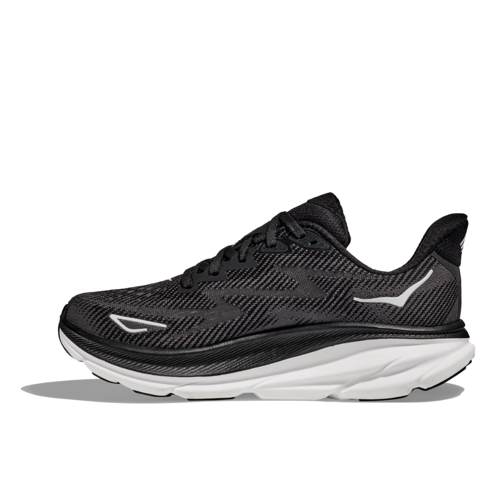 Hoka Women&#39;s Clifton 9 Black / White - Booley Galway