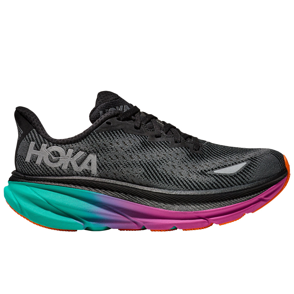 Hoka Men&#39;s Clifton 9 GTX Dazzling Black / Electric Aqua - Booley Galway