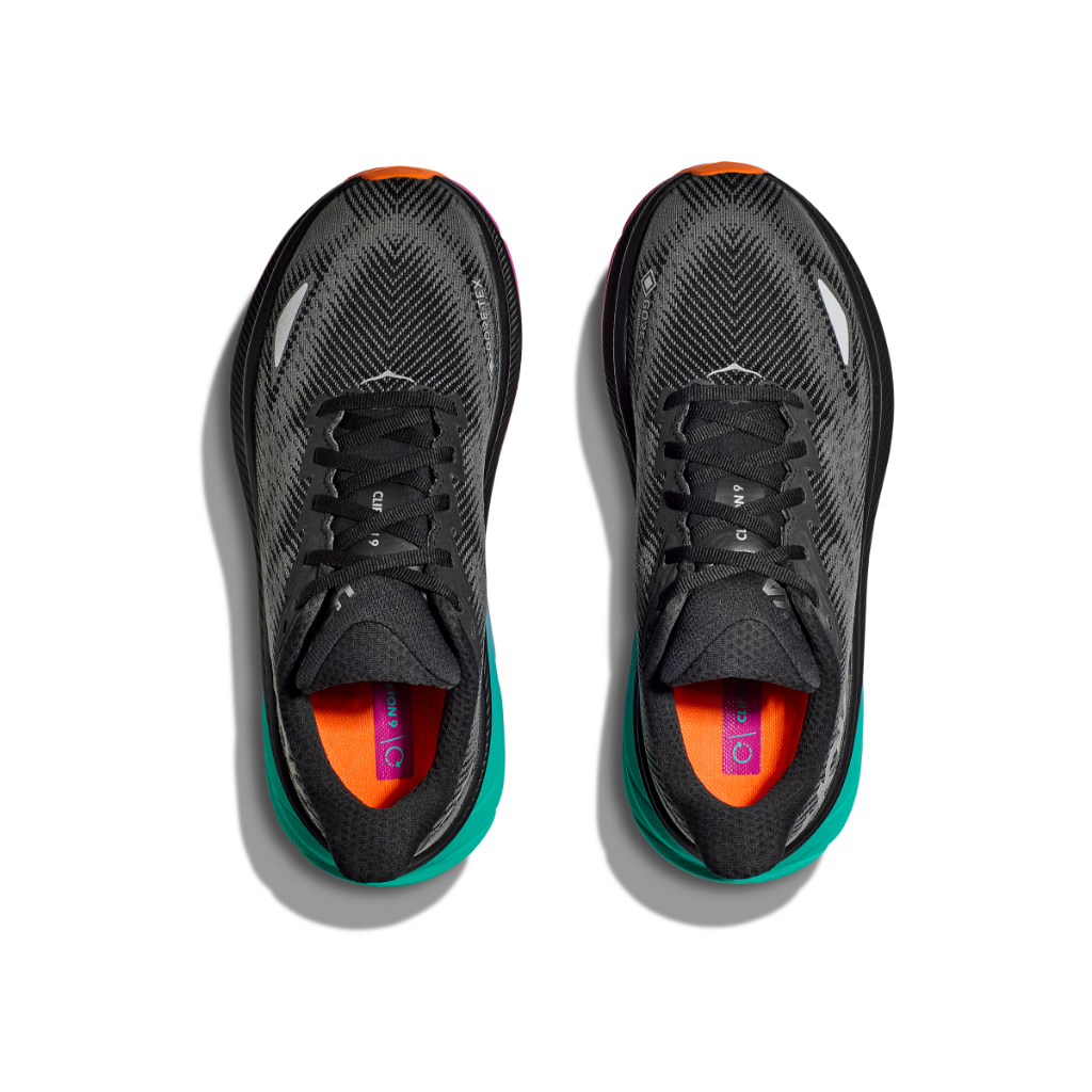 Hoka Men's Clifton 9 GTX Black / Electric Aqua - Booley Galway