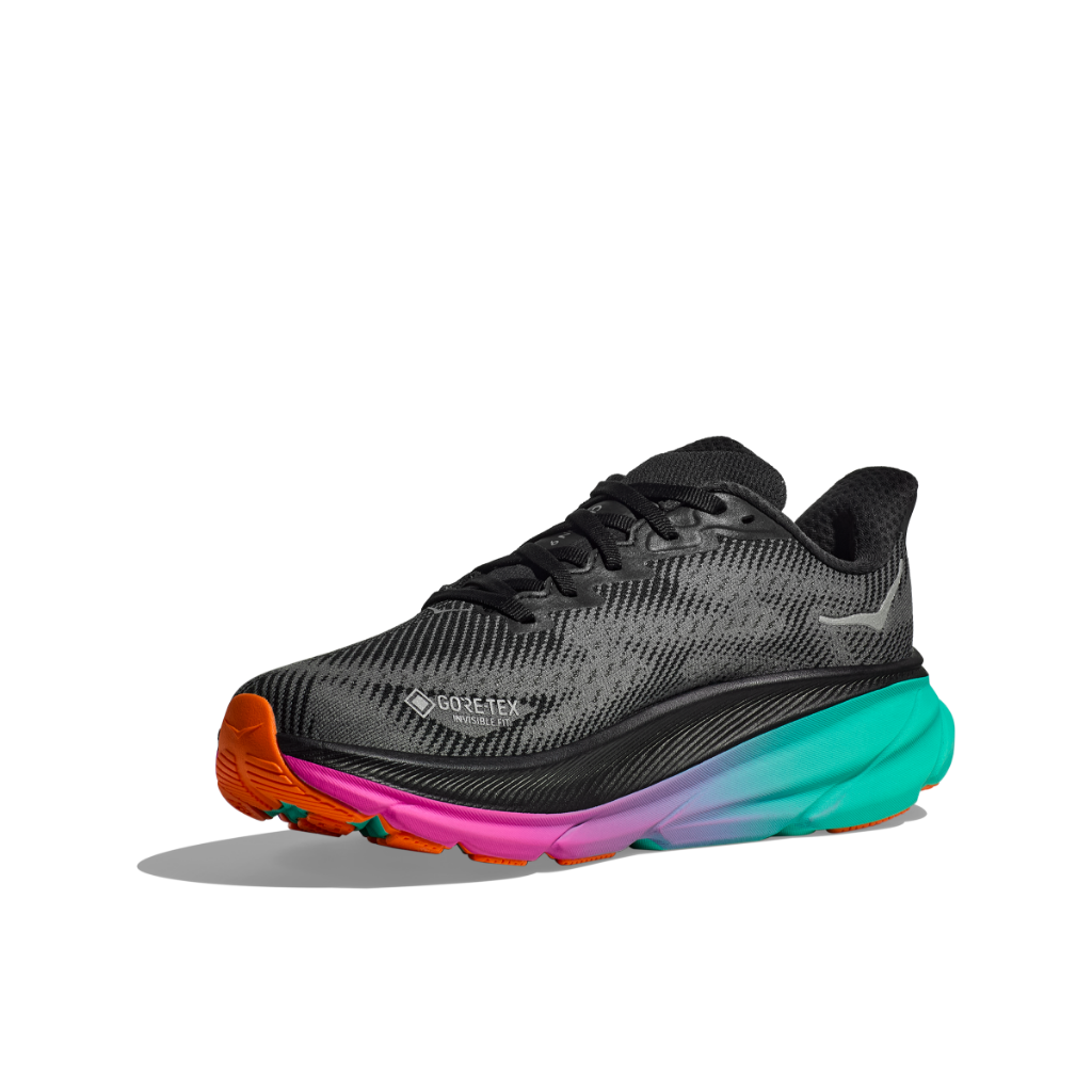 Hoka Men's Clifton 9 GTX Black / Electric Aqua - Booley Galway