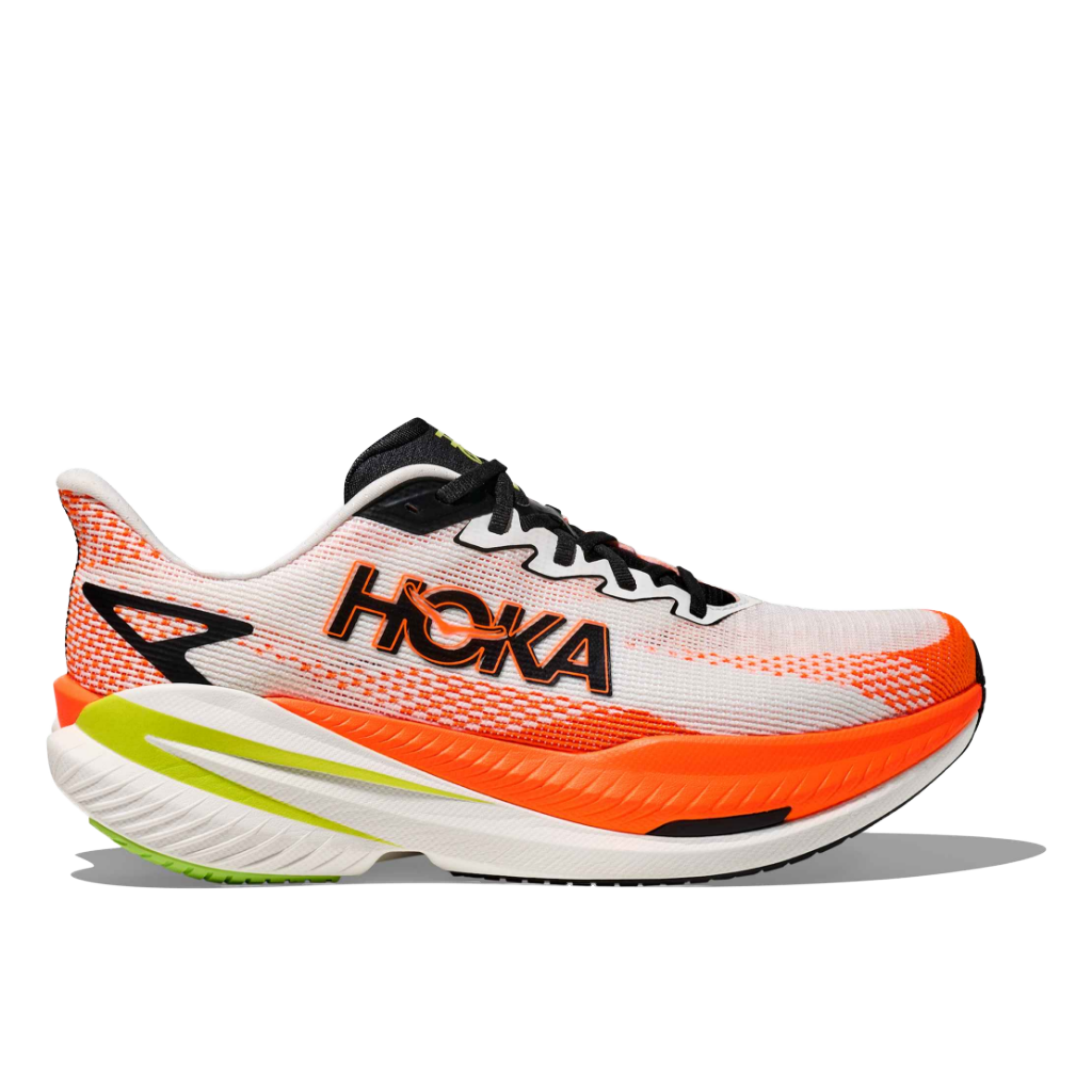 Hoka Men&#39;s Mach X 3 White / Neon Tangerine - Booley Galway