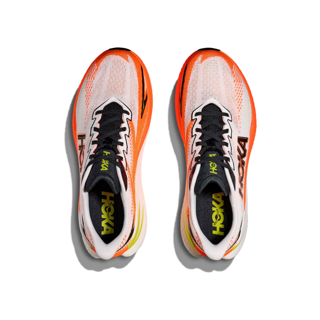 Hoka Men&#39;s Mach X 3 White / Neon Tangerine - Booley Galway
