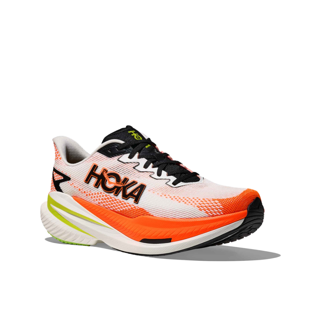 Hoka Men&#39;s Mach X 3 White / Neon Tangerine - Booley Galway