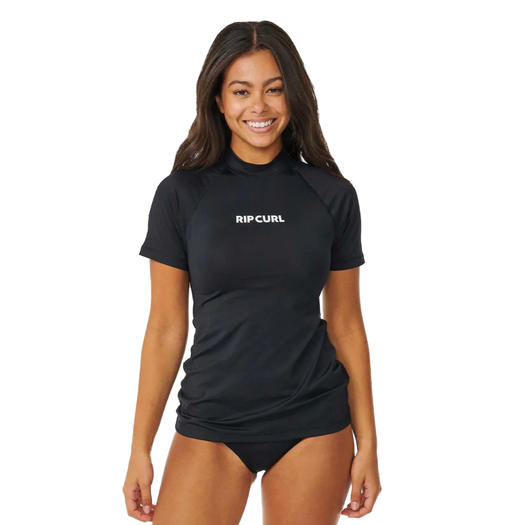 Rip Curl Women&#39;s Classic Surf S/S UPF Rash Vest Black - Booley Galway