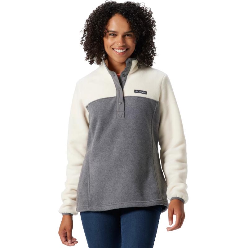 Columbia Women&#39;s Benton Springs 1/2 Snap Pullover City Grey Heather / Chalk - Booley Galway