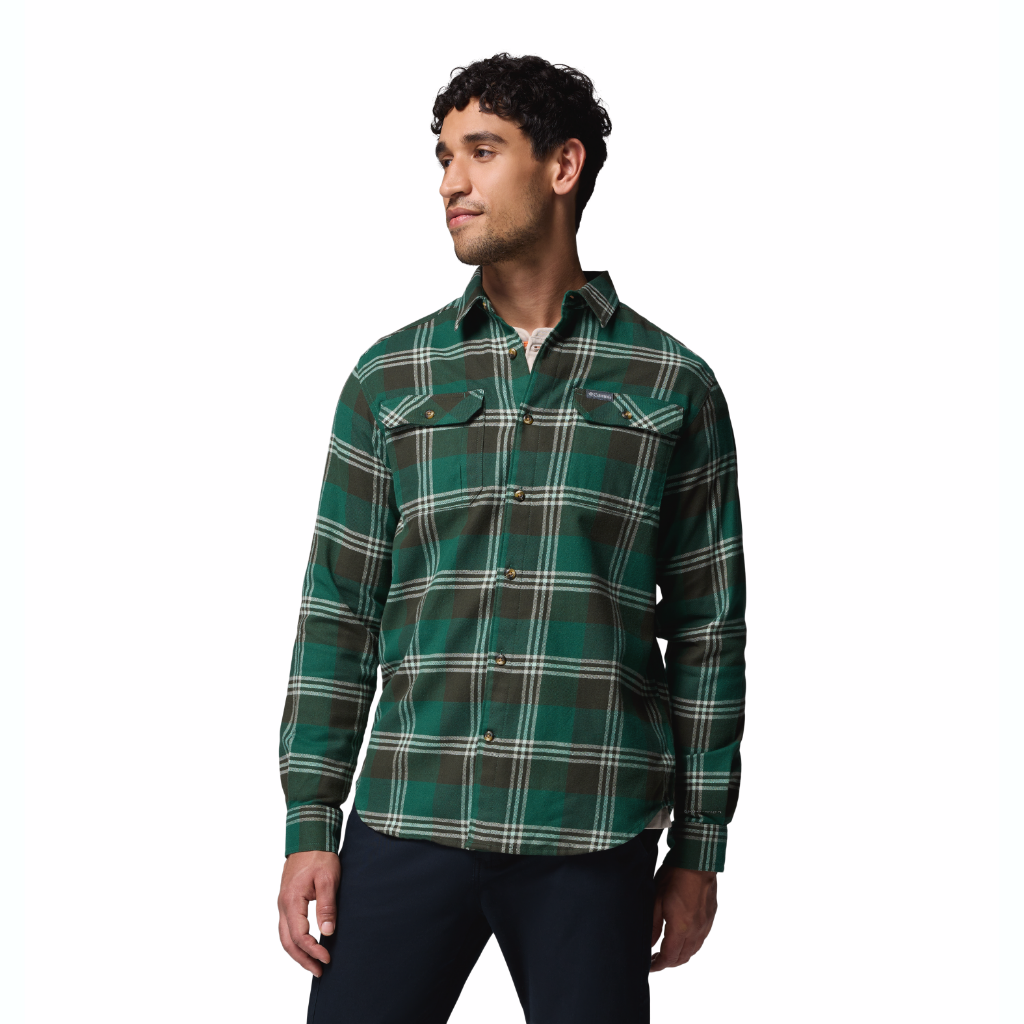 Columbia Men's Flare Gun Stretch Flannel Shirt Rain Forest Trails Edge Plaid - Booley Galway