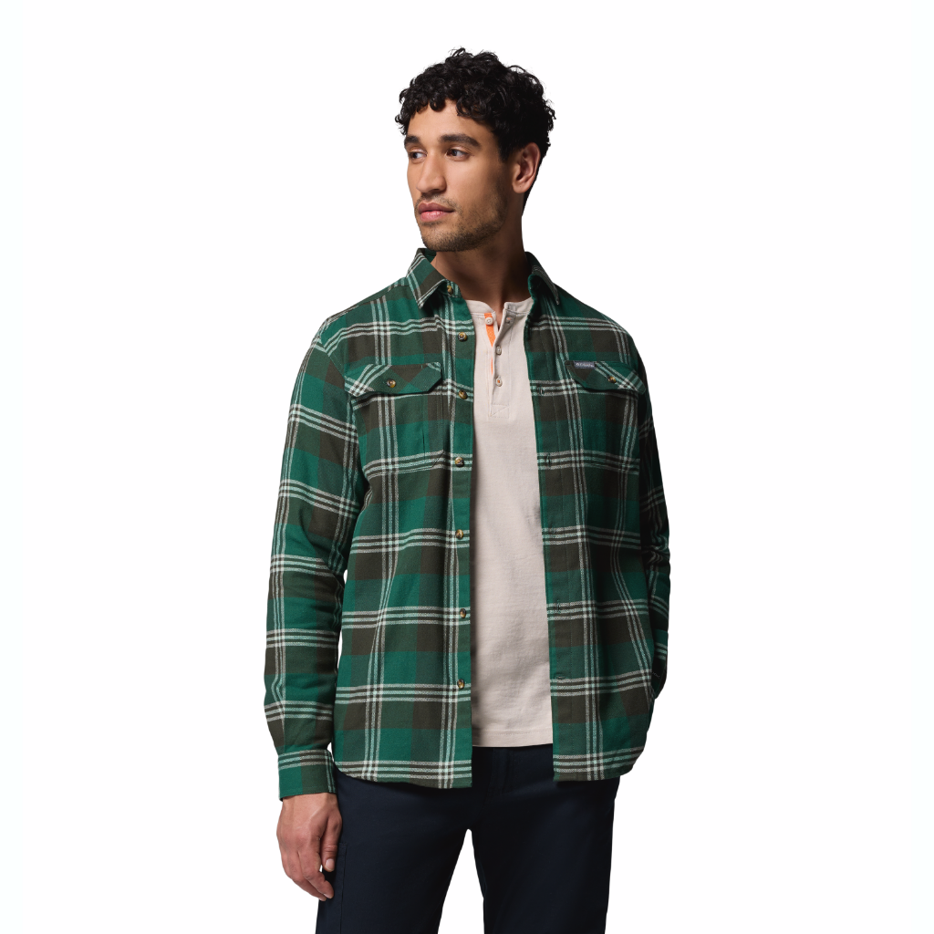 Men's Flare Gun Stretch Flannel Shirt - Rain Forest Trails Edge Plaid