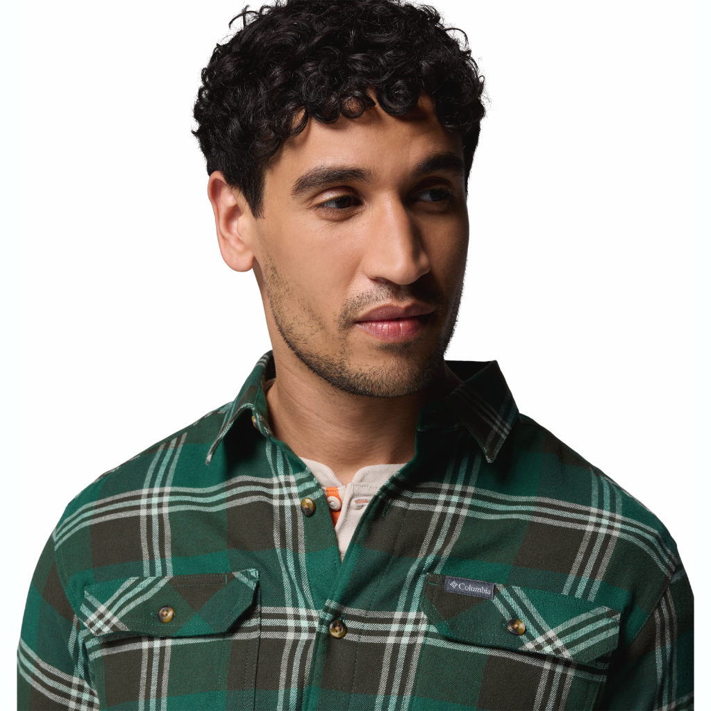 Columbia Men's Flare Gun Stretch Flannel Shirt Rain Forest Trails Edge Plaid - Booley Galway