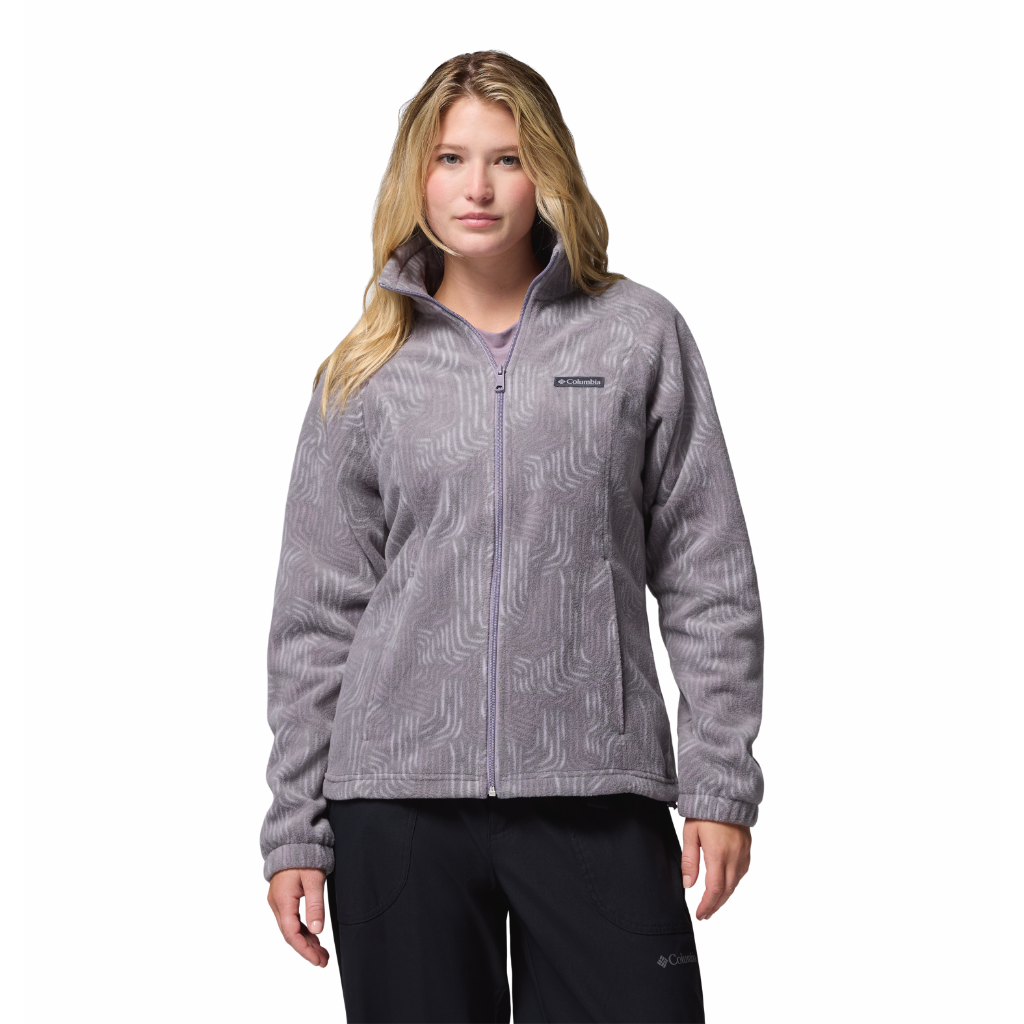 Columbia Women's Benton Springs Printed Full Zip Shale Purple Flowfalls - Booley Galway