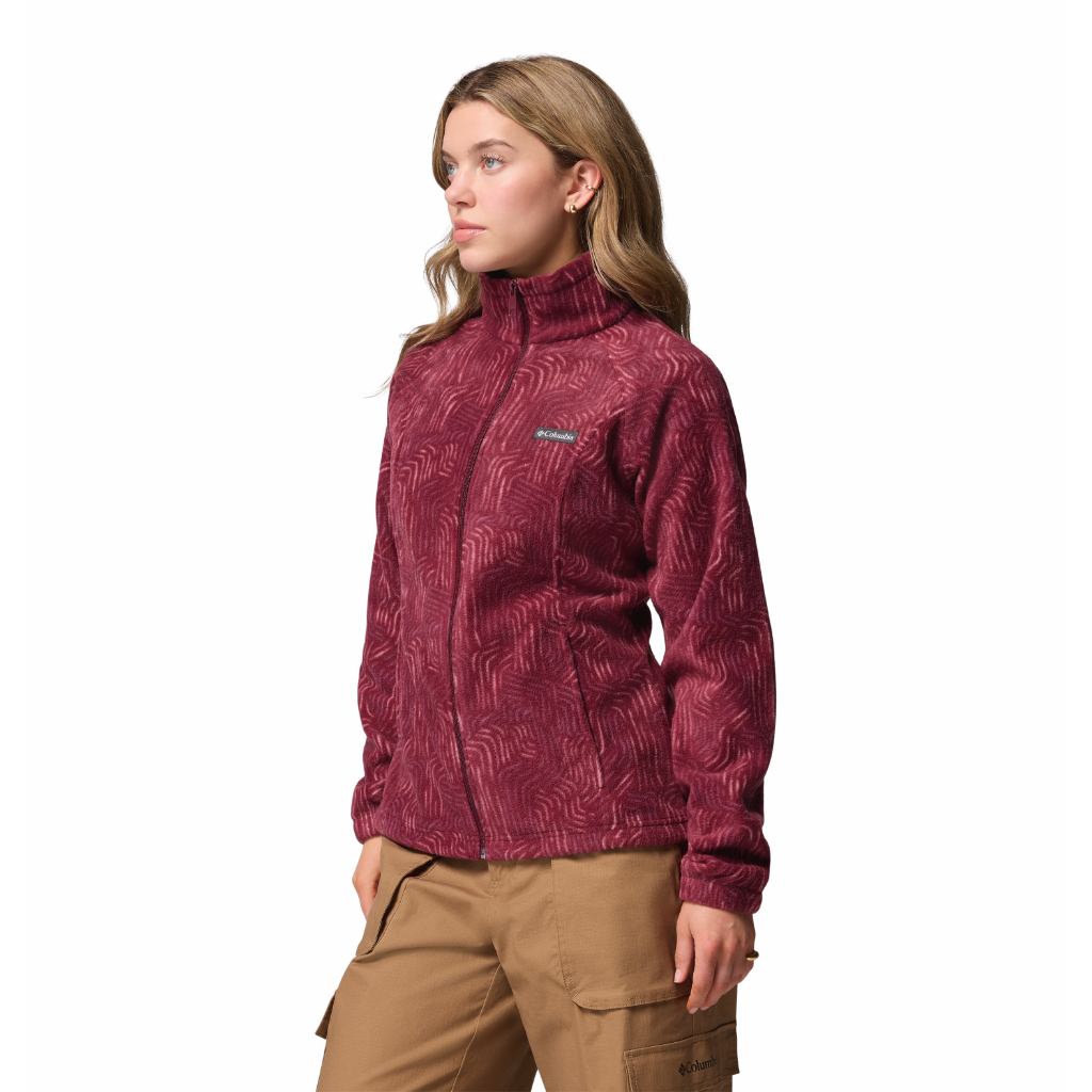Columbia Women's Benton Springs Printed Full Zip Rich Wine Flowfalls - Booley Galway