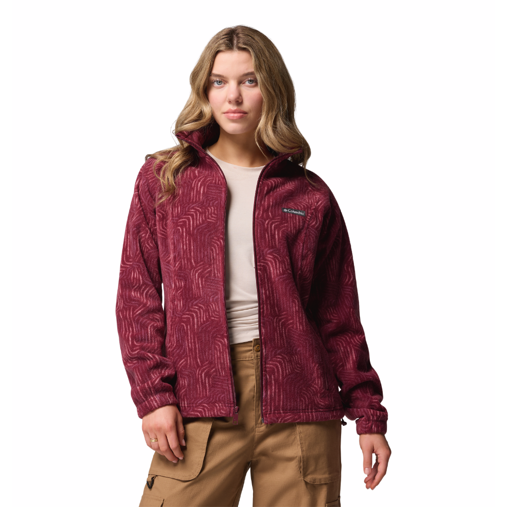 Columbia Women's Benton Springs Printed Full Zip Rich Wine Flowfalls - Booley Galway