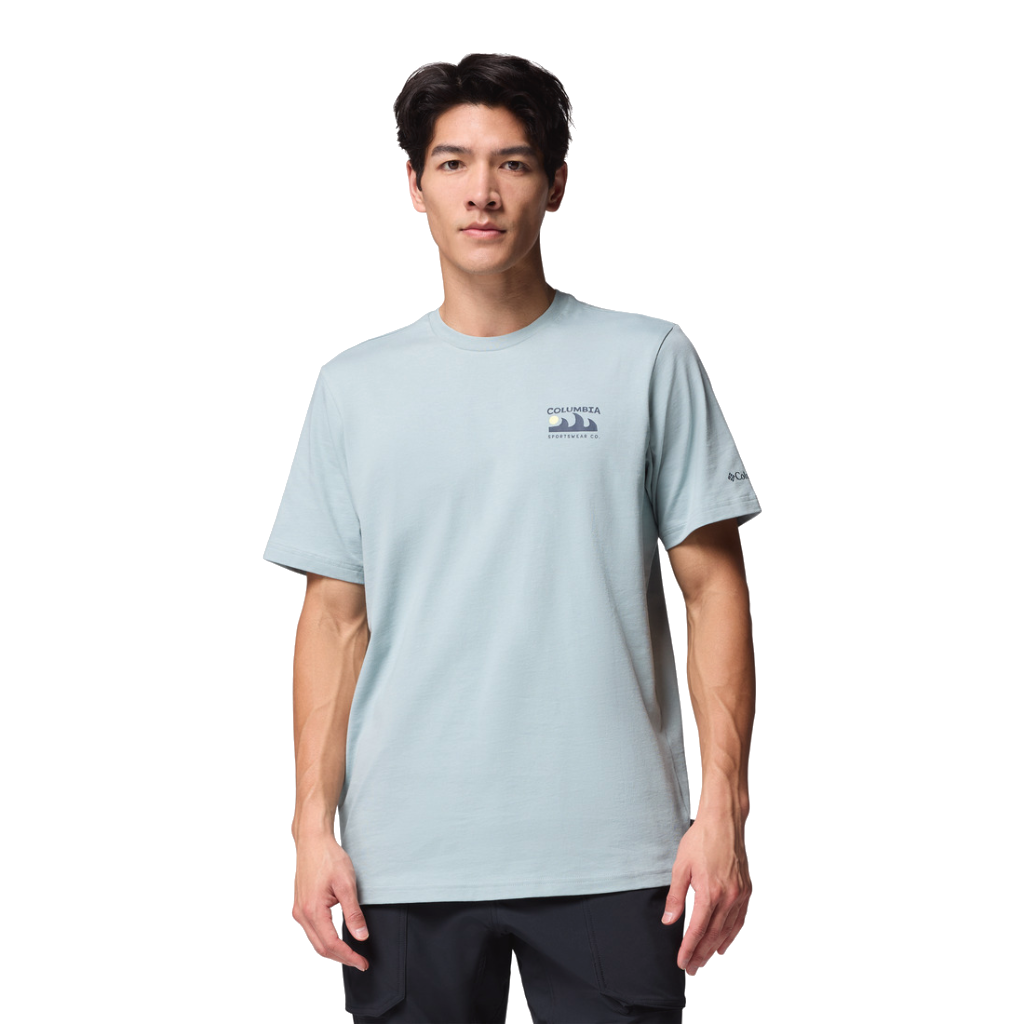 Columbia Men's Explorers Canyon Back Graphic S/S Tee Crushed Blue / Peaks and Waves - Booley Galway