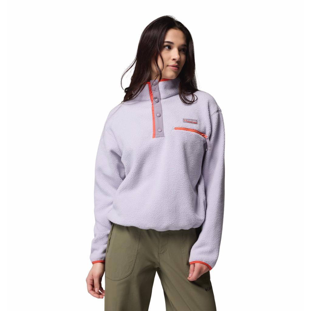 Women's Helvetia Cropped 1/2 Snap Fleece - Lavender Pearl / Shale Purple / Zing