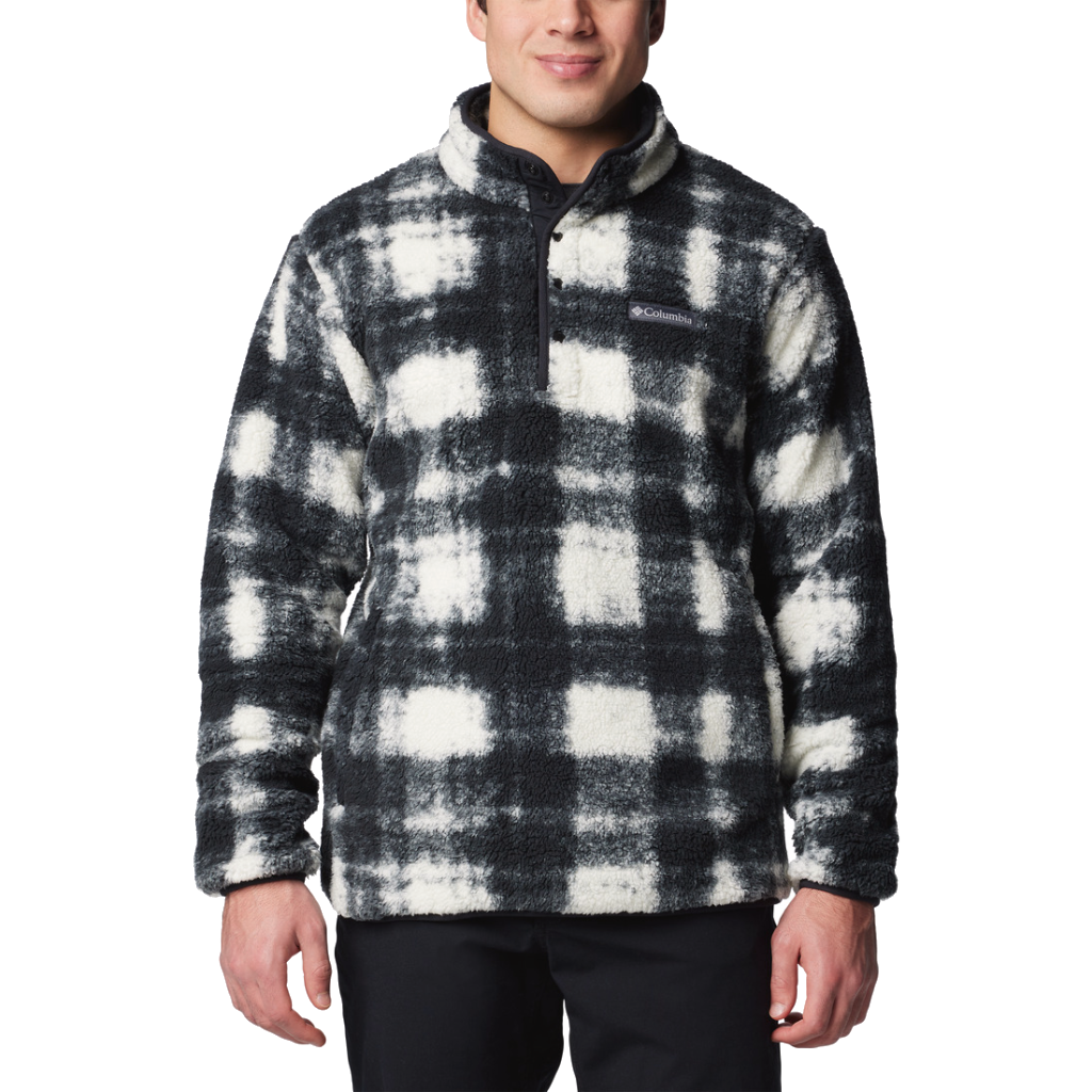 Columbia Men&#39;s Rugged Ridge III Printed Sherpa 1/2 Snap Fleece Chalk Omblur - Booley Galway