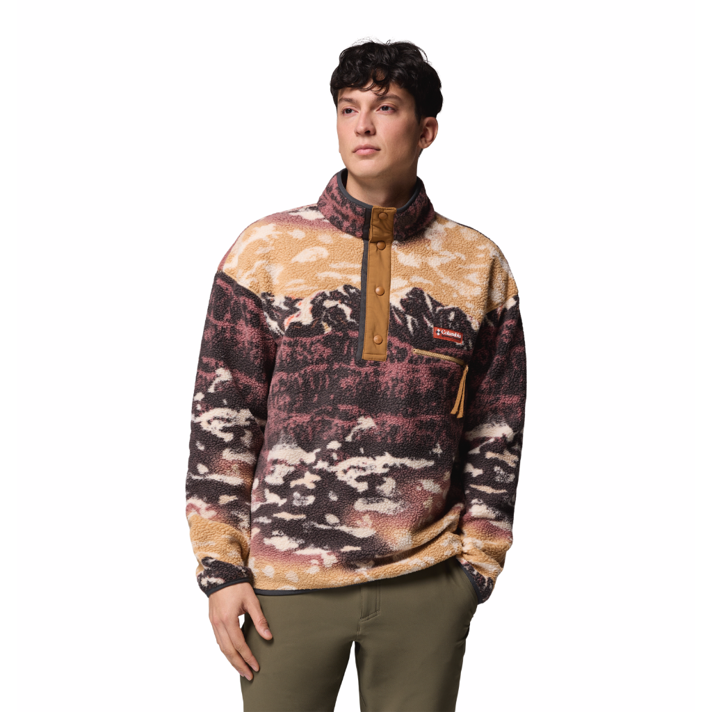 Columbia Men&#39;s Helvetia II Printed 1/2 Snap Fleece Camel Brown Sisters - Booley Galway