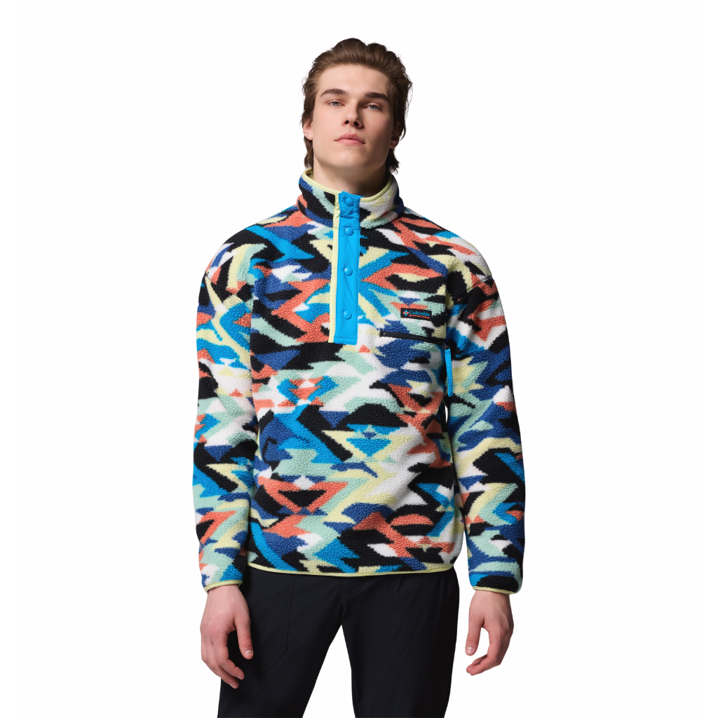 Columbia Men&#39;s Helvetia II Printed 1/2 Snap Fleece Compass Blue Reflections - Booley Galway