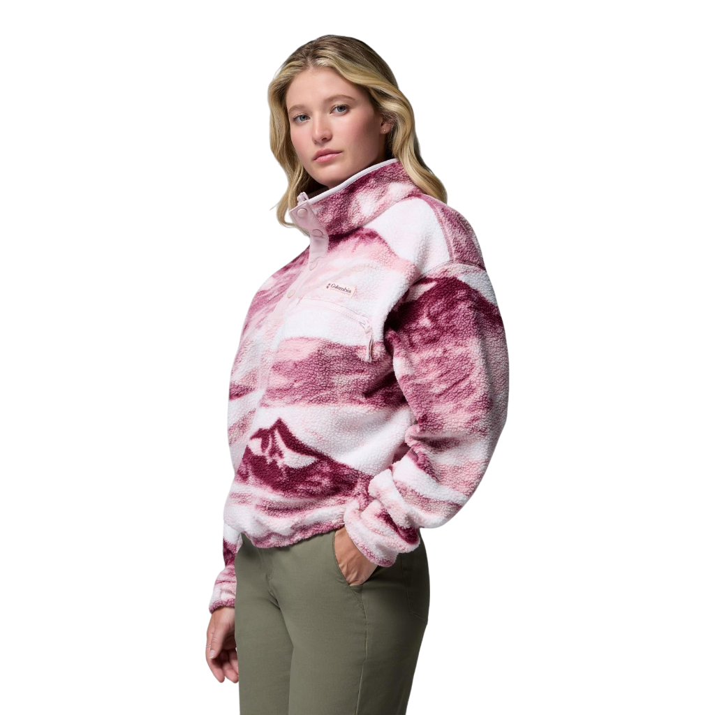 Women's Helvetia™ II Cropped Sherpa Half Snap Printed Fleece - Antique Mauve, Summits