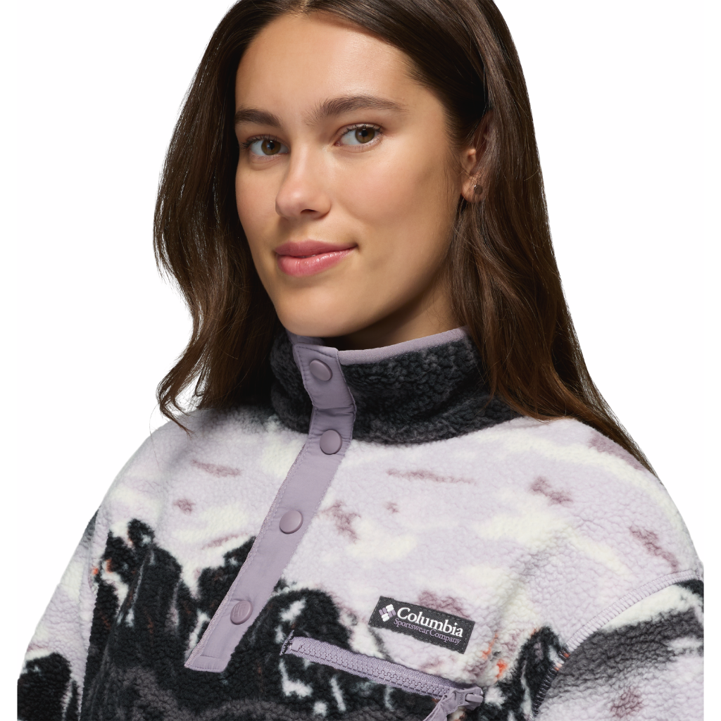 Columbia Helvetia II Printed Cropped 1/2 Snap Fleece Shale Purple Sisters / Shale Purple - Booley Galway