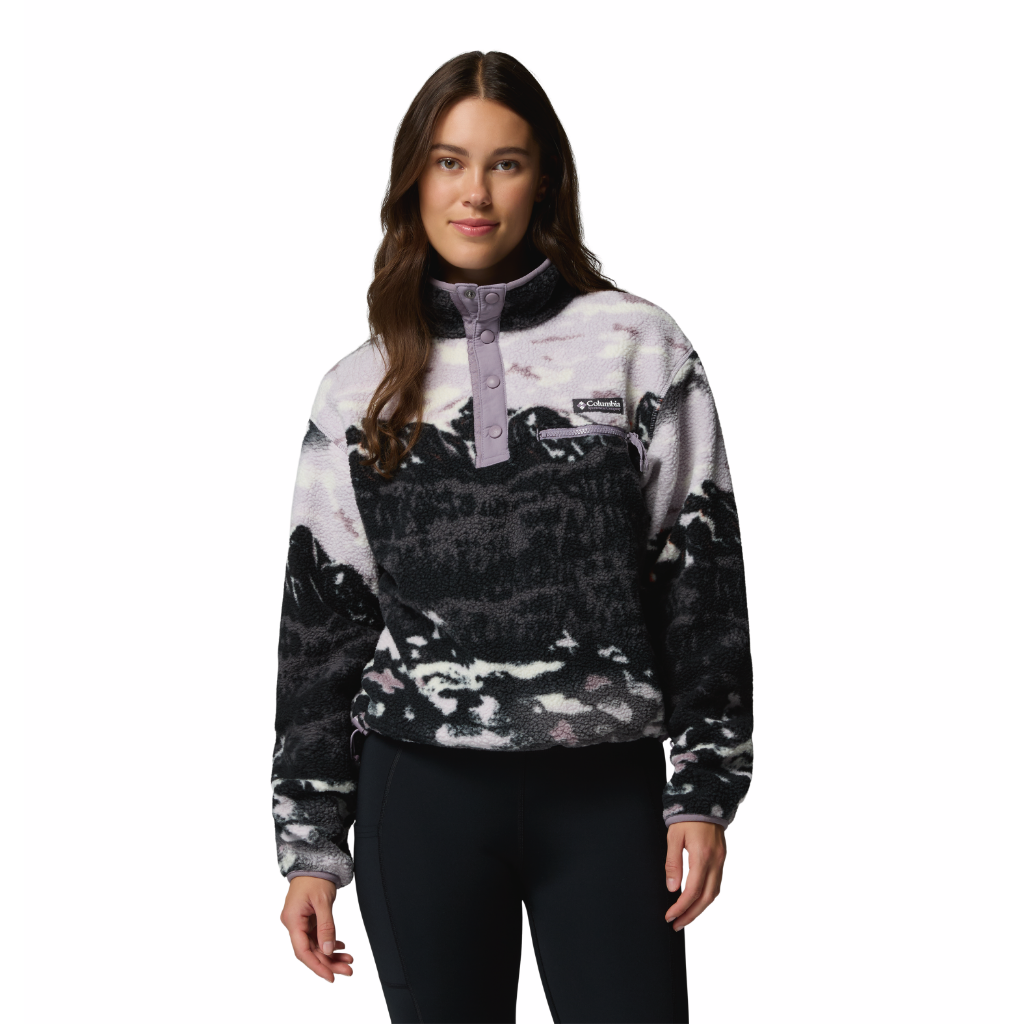Women's Helvetia II Printed Cropped 1/2 Snap Fleece - Shale Purple Sisters / Shale Purple