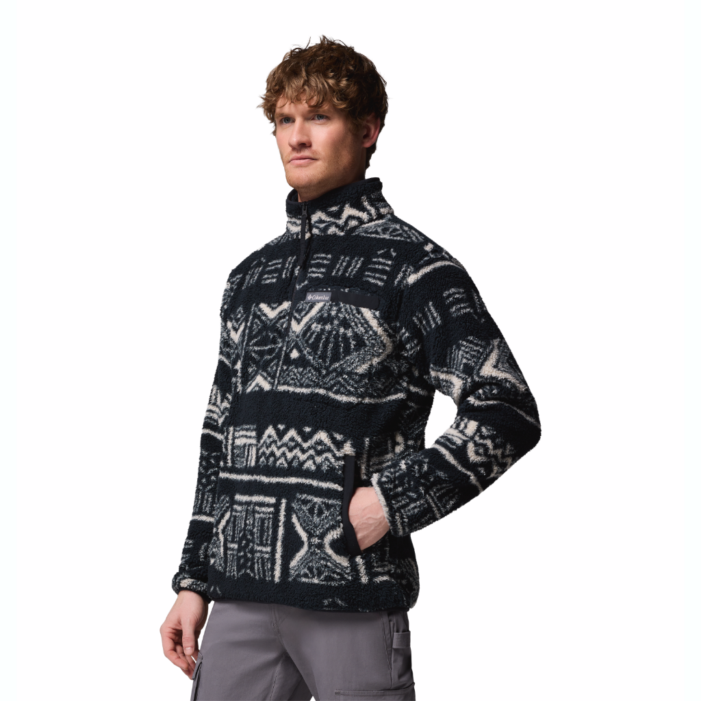 Columbia Men's Rugged Ridge Sherpa 1/2 Zip Black Deschutes Days - Booley Galway