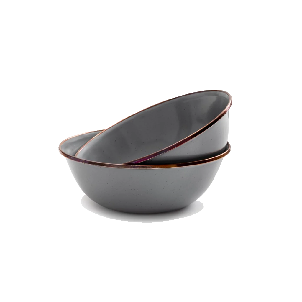 2 Piece Enamel Bowl Set - Slate Grey