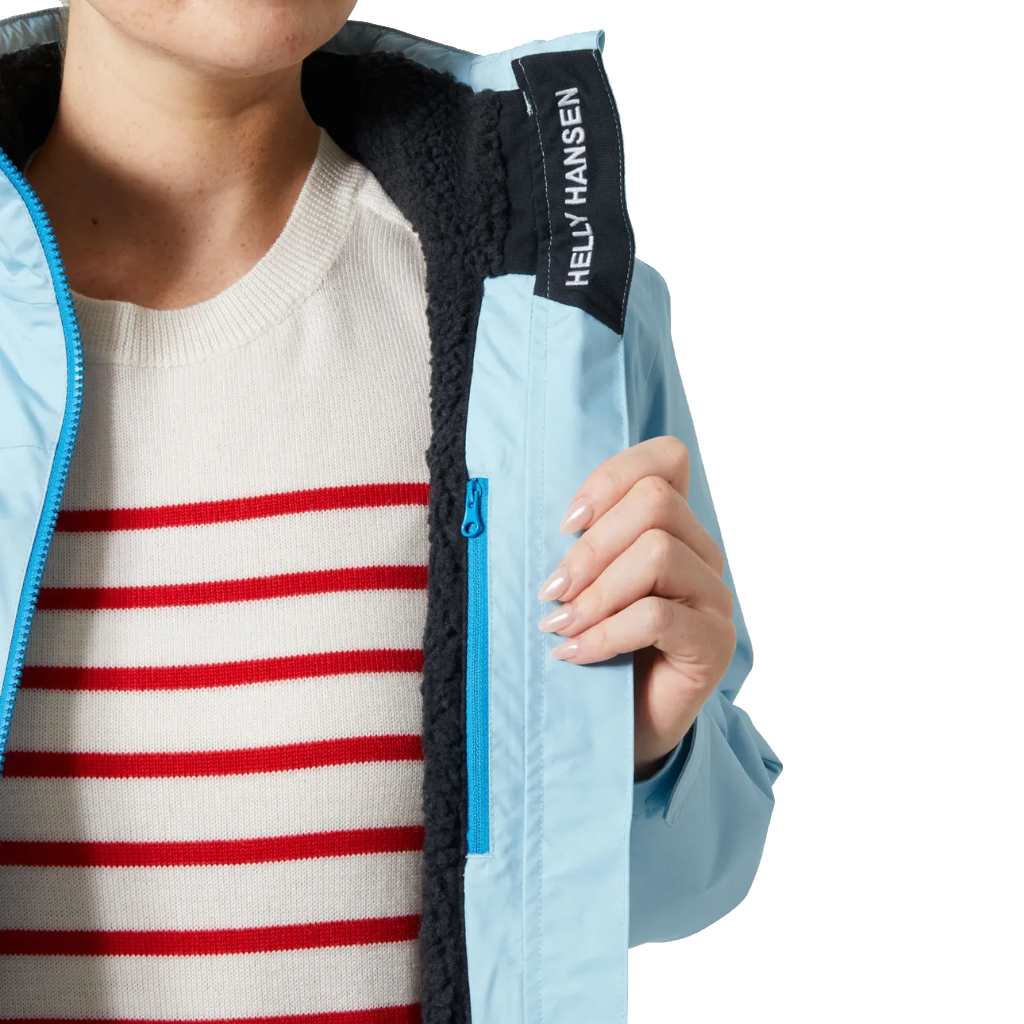 Helly Hansen Women's Crew Hooded Pile Jacket Light Cyan - Booley Galway