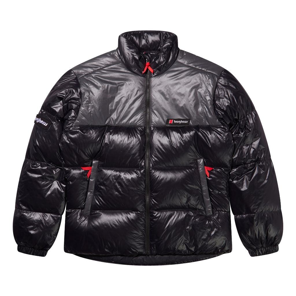 Unisex Blockback Down Jacket - Jet Black / Grey Pinstripe
