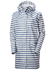 Women's Moss Rain Coat - Washed Navy Stripe AOP