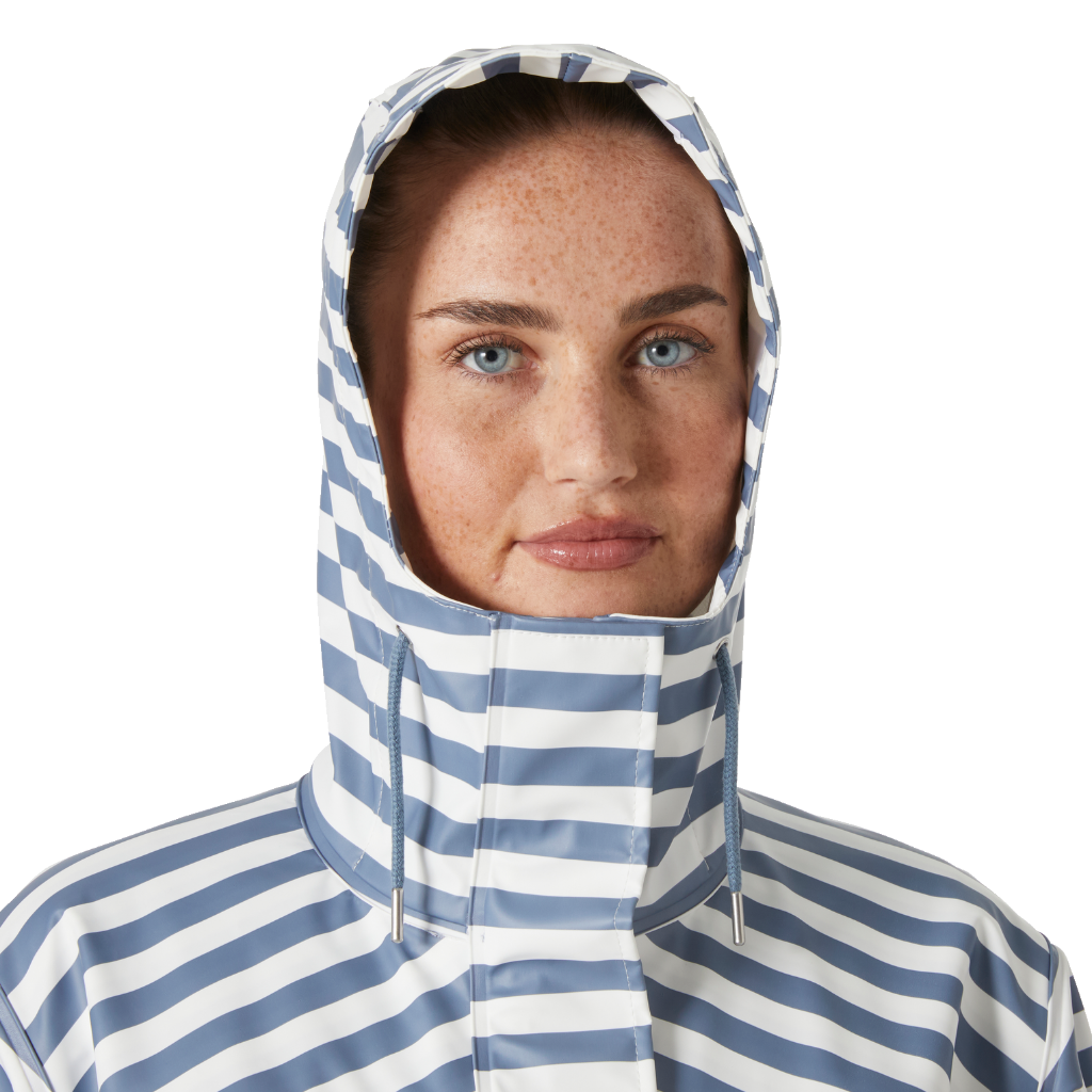 Helly Hansen Women&#39;s Moss Rain Coat Washed Navy Stripe AOP - Booley Galway