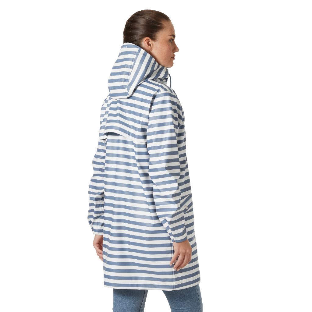 Helly Hansen Women&#39;s Moss Rain Coat Washed Navy Stripe AOP - Booley Galway