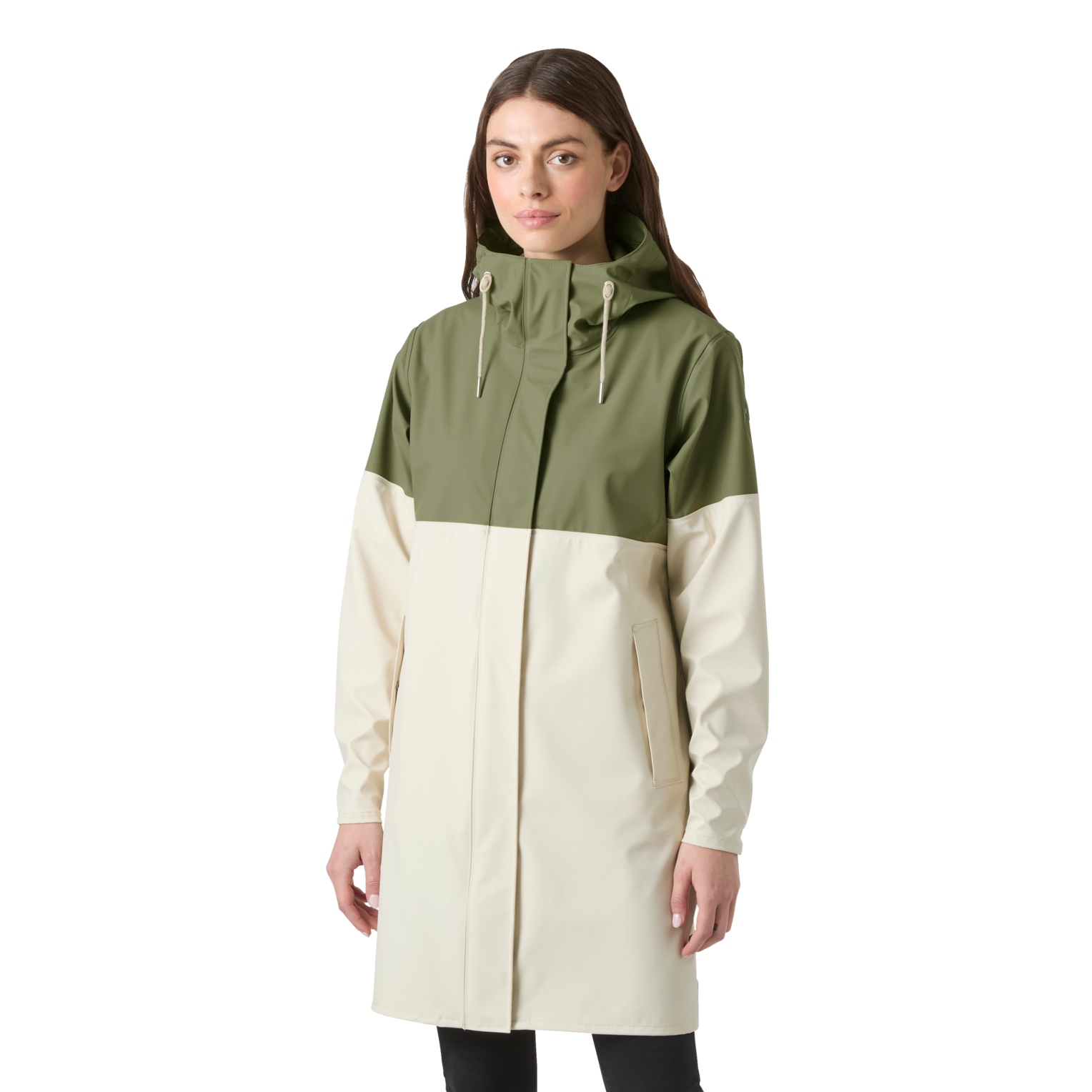 Women's Moss Block Pu Rain Coat
