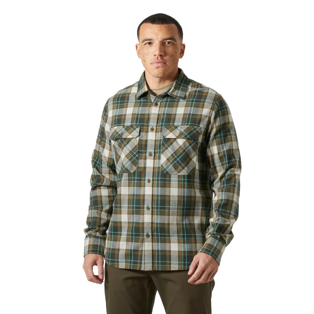 Helly Hansen Men's Lokka Flannel L/S Shirt Dark Jungle Fjell Plaid - Booley Galway