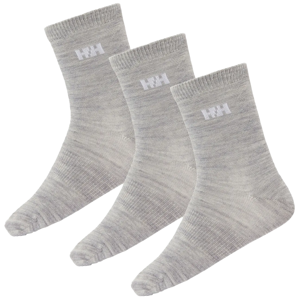 Helly Hansen Kids Wool Socks Basic 3 Pack Grey Melange - Booley Galway